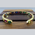 Copper Rainbow Gold Multicolor Stone Cuff Bangle Women Bulk