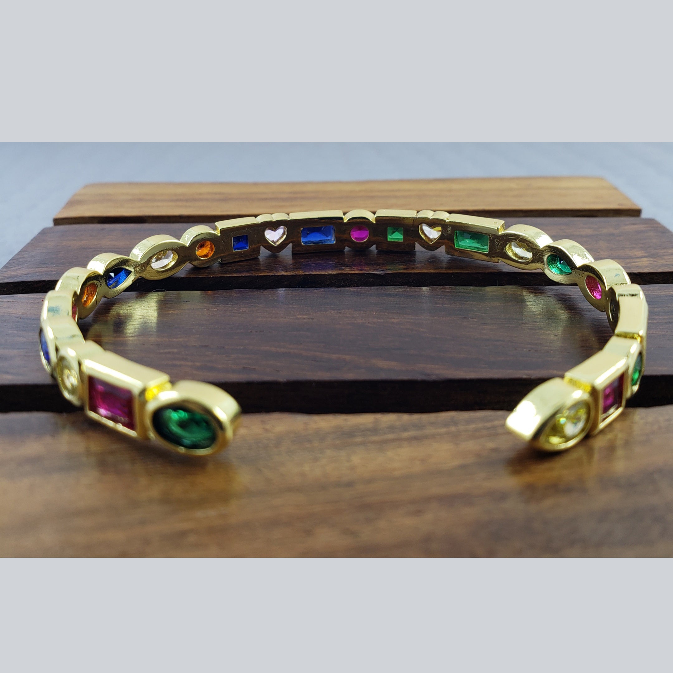 Copper Rainbow Gold Multicolor Stone Cuff Bangle Women Bulk