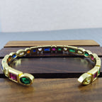 Copper Rainbow Gold Multicolor Stone Cuff Bangle Women Bulk