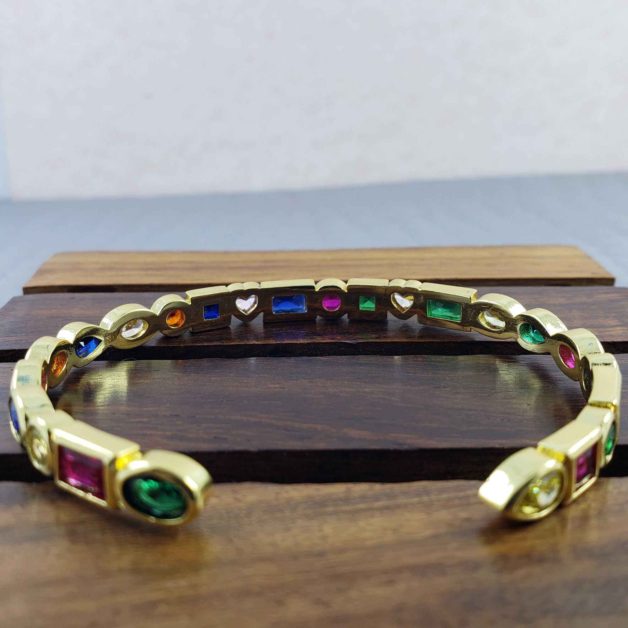 Copper Rainbow Gold Multicolor Stone Cuff Bangle Women Bulk