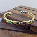 Copper Rainbow Gold Multicolor Stone Cuff Bangle Women Bulk