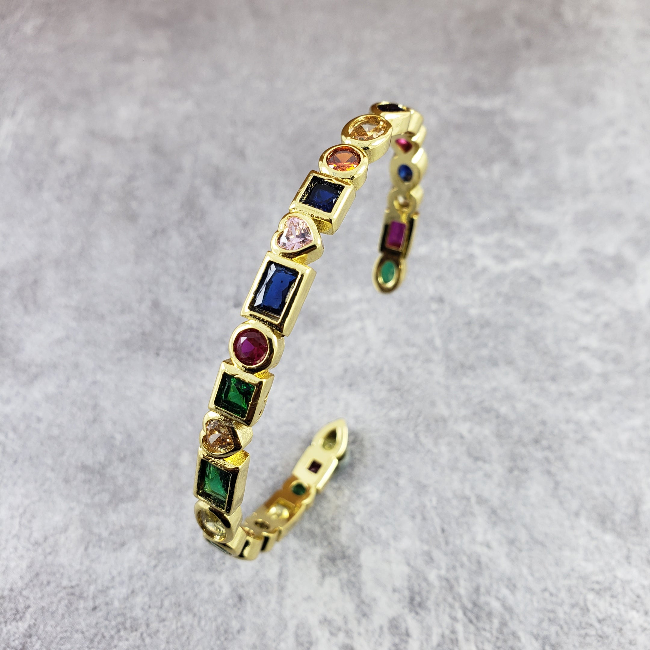 Copper Rainbow Gold Multicolor Stone Cuff Bangle Women Bulk