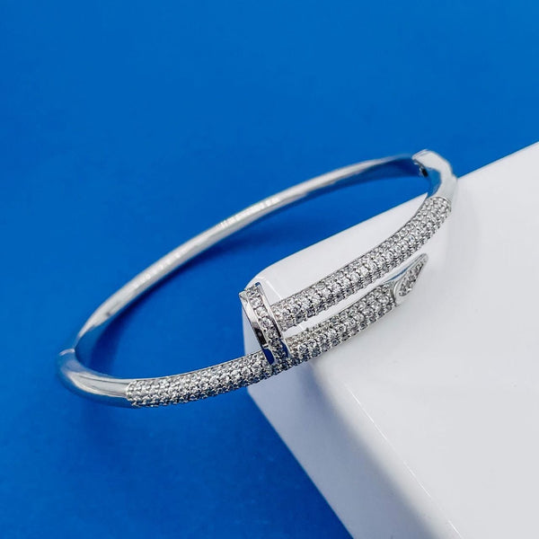 Copper CZ Silver Nail Cuff Kada Bangle Bracelet Girls Bulk Main image