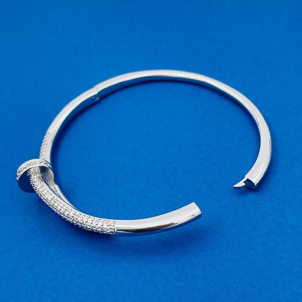 Copper CZ Silver Nail Cuff Kada Bangle Bracelet Girls Bulk