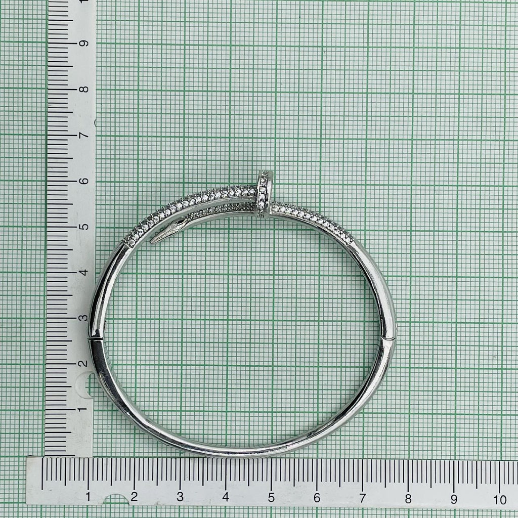 Copper CZ Silver Nail Cuff Kada Bangle Bracelet Girls Bulk