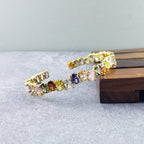 Rainbow Round American Diamond Crystal Gold Cuff Kada Bangle Bulk