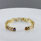 Rainbow Round American Diamond Crystal Gold Cuff Kada Bangle Bulk