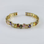 Rainbow Round American Diamond Crystal Gold Cuff Kada Bangle Bulk
