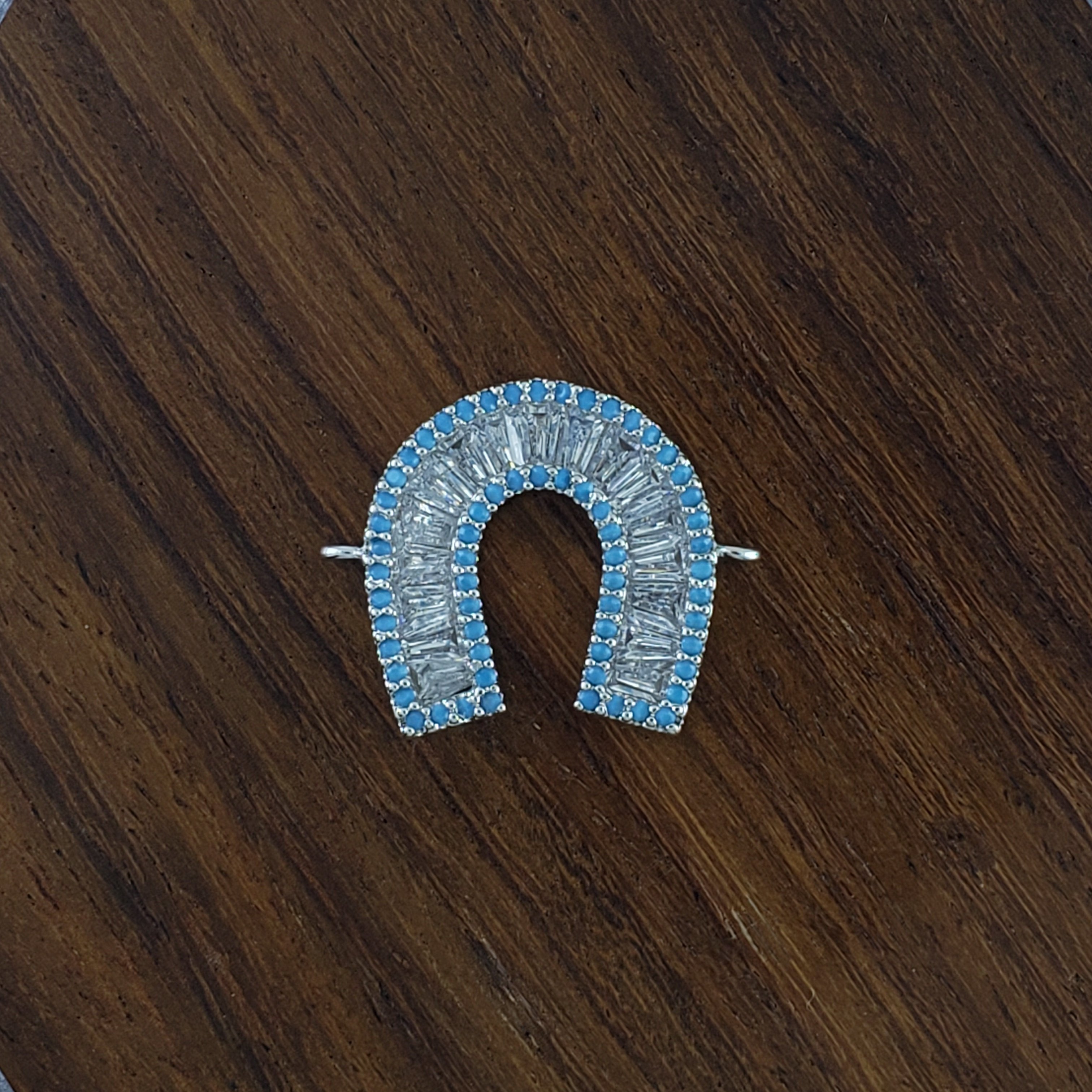 Horse Shoe Baguette Silver Blue Copper Charm For Women Bulk