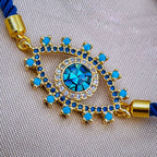 Evil Eye Copper Blue Gold Cubic Zirconia Thread Slider Bracelet Bulk