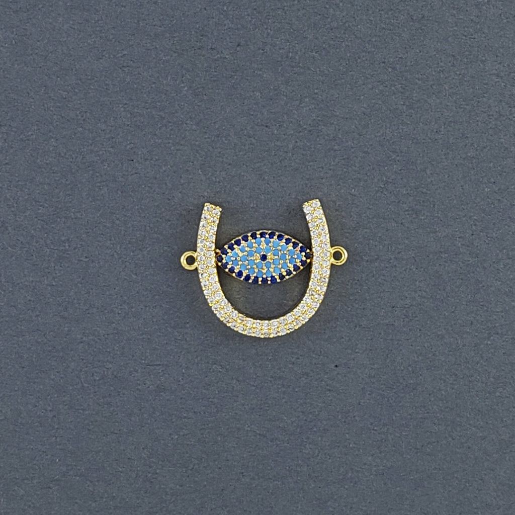 Horse Shoe Evil Eye Gold Zircon Copper Charm For Women Bulk