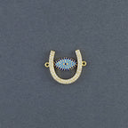Horse Shoe Evil Eye Gold Zircon Copper Charm For Women Bulk