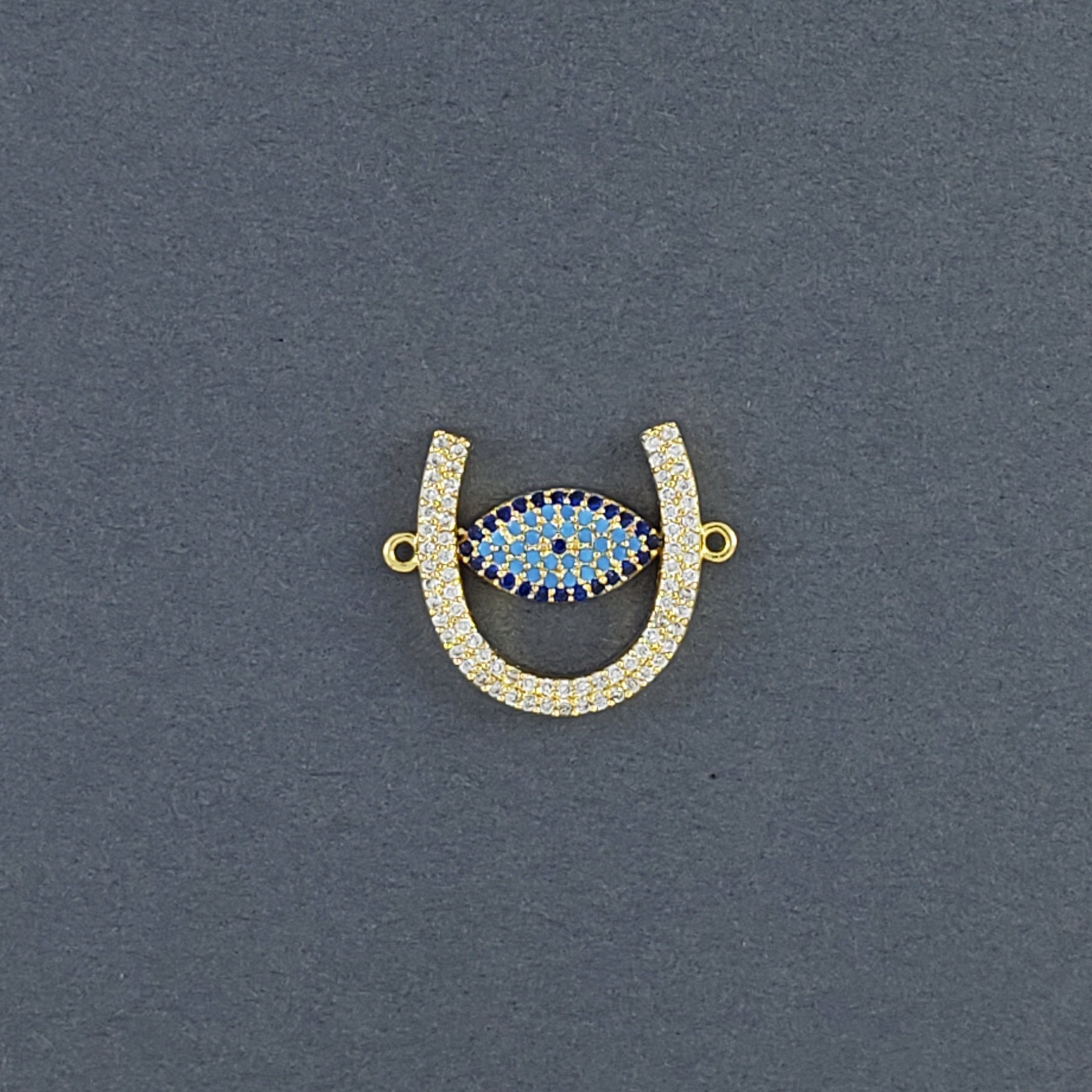 Horse Shoe Evil Eye Gold Zircon Copper Charm For Women Bulk