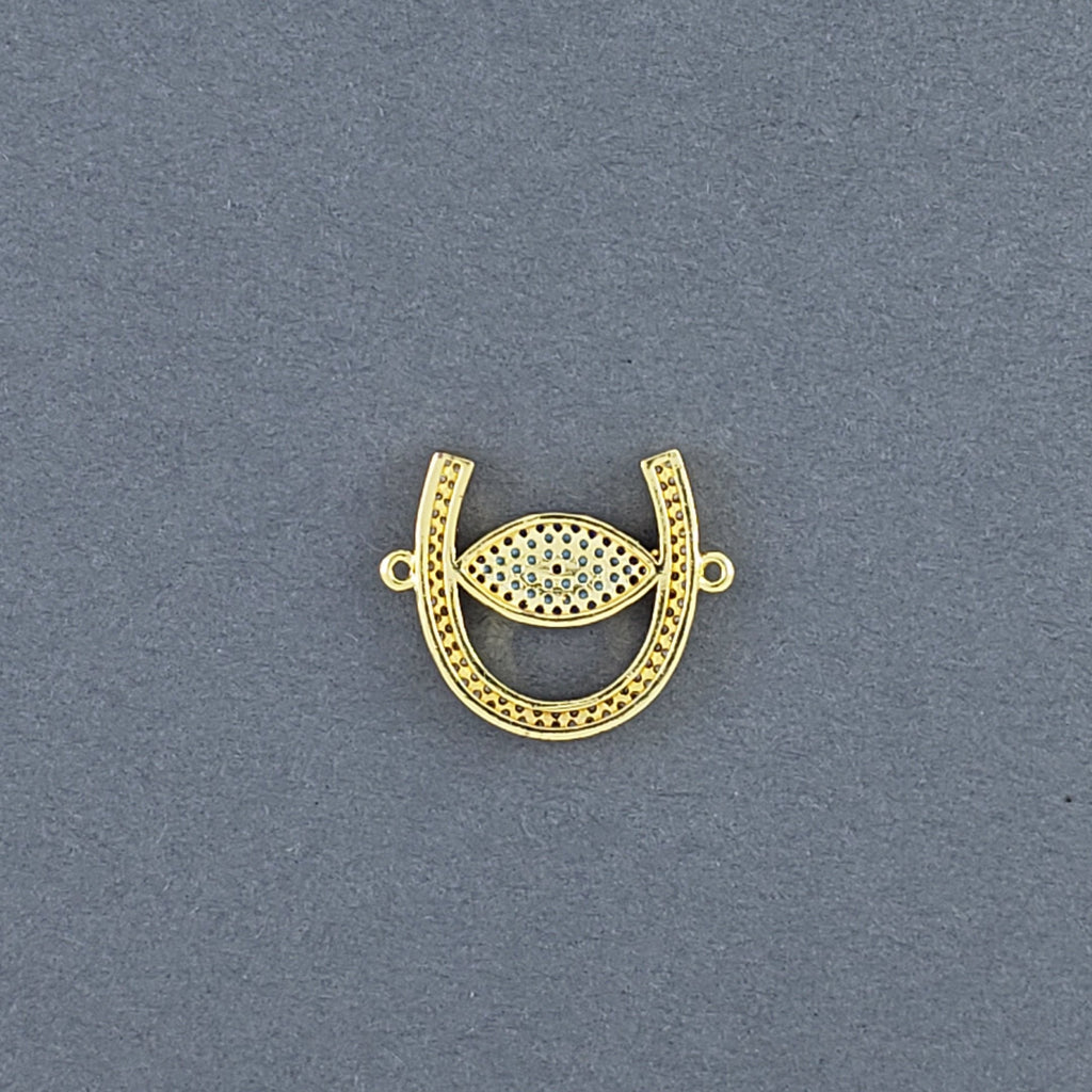 Horse Shoe Evil Eye Gold Zircon Copper Charm For Women Bulk