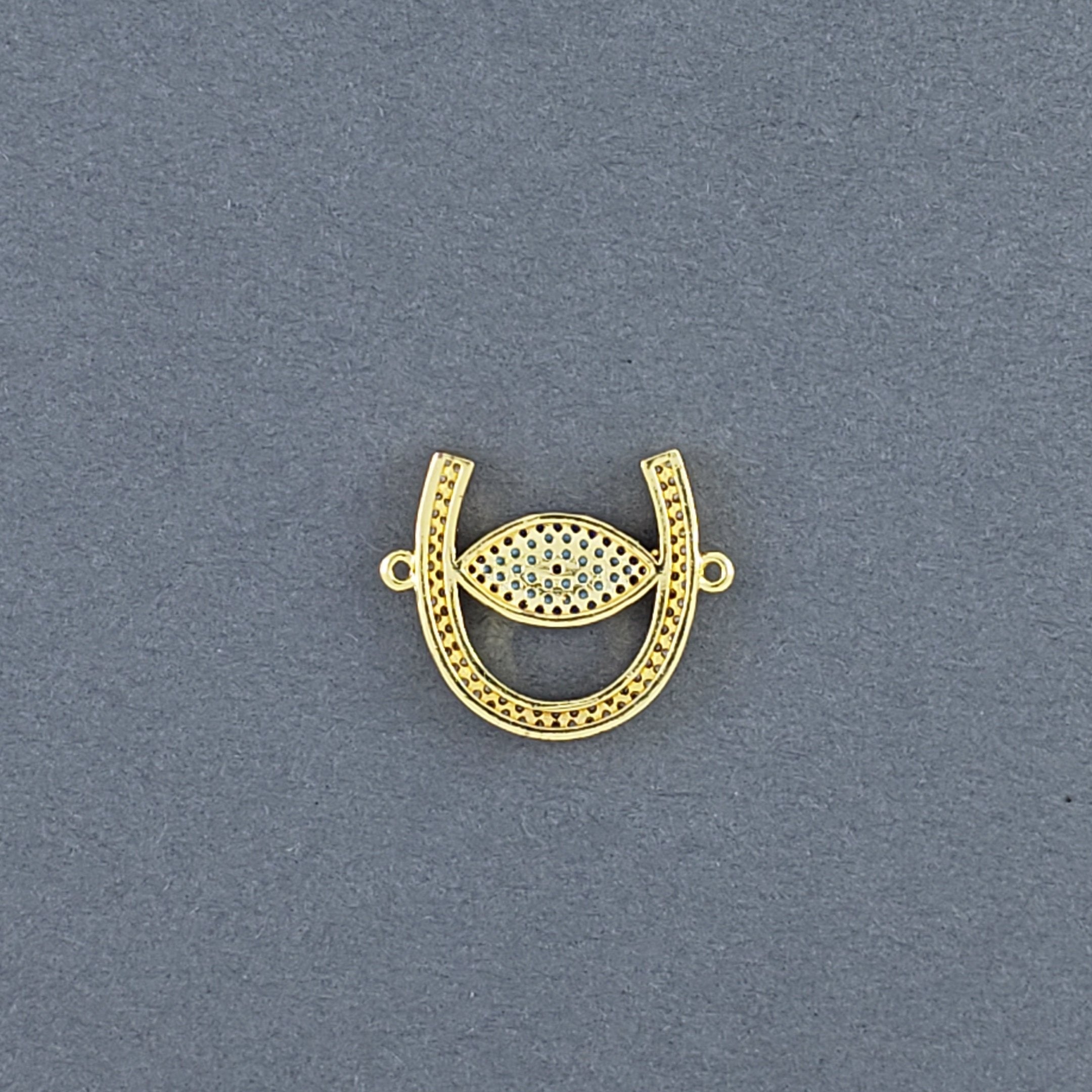 Horse Shoe Evil Eye Gold Zircon Copper Charm For Women Bulk