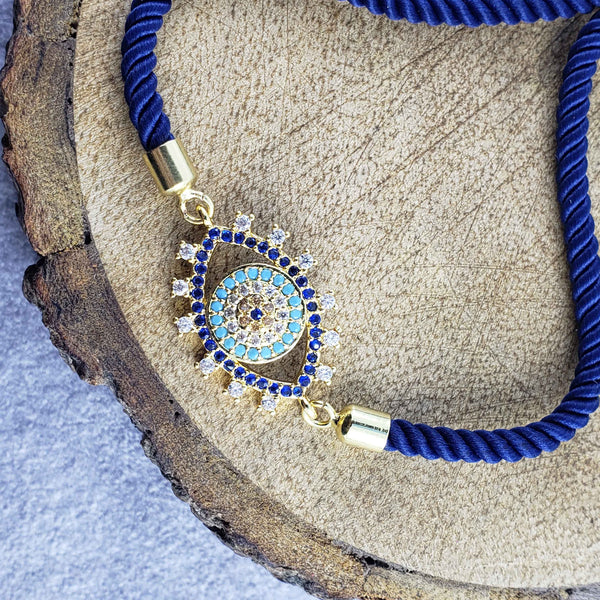 Evil Eye American Diamond Gold Blue Thread Bracelet For Women Bulk Secondary image