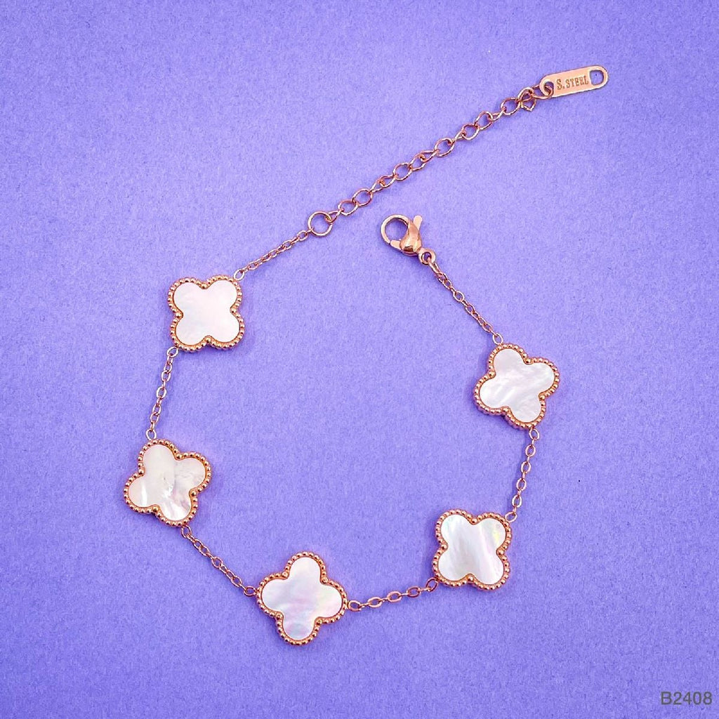 Copper White Rose Gold Clover Bracelet For Women Bulk