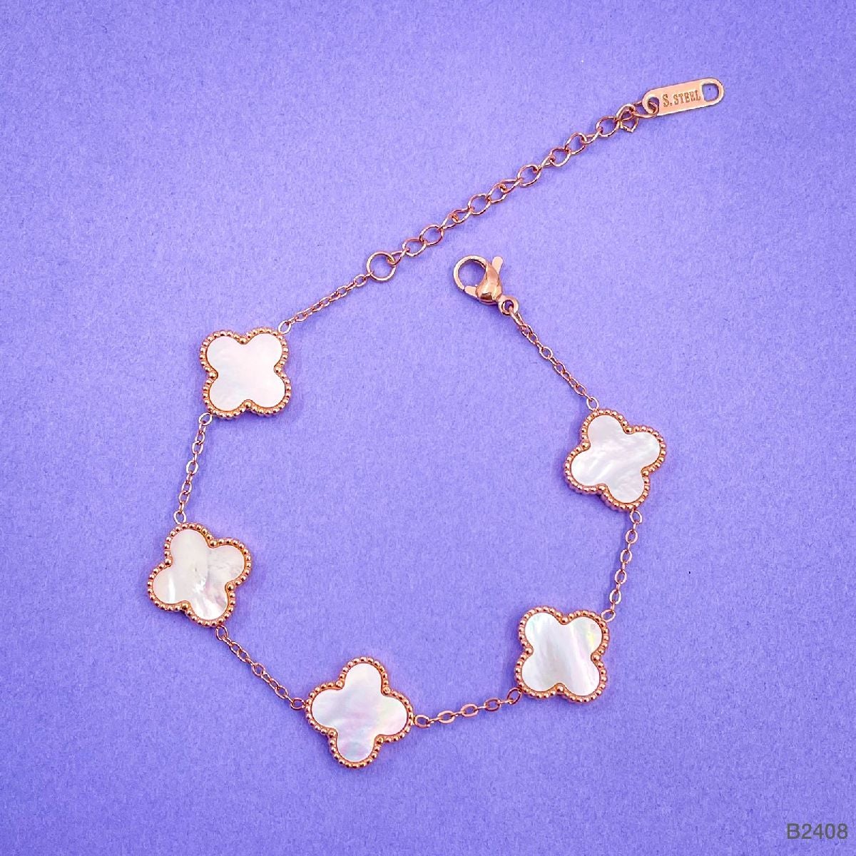 Copper White Rose Gold Clover Bracelet For Women Bulk