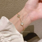 Clover Stainless Steel Flower White Link Chain Bracelet Women Bulk