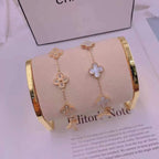 Clover Stainless Steel Flower White Link Chain Bracelet Women Bulk