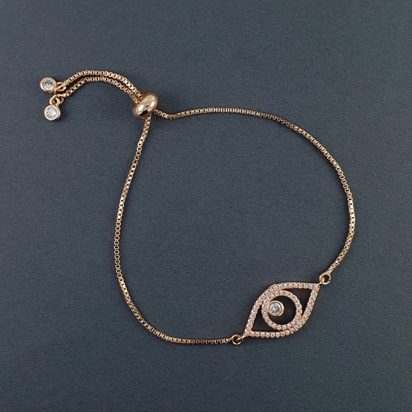 Evil Eye American Diamonds Rose Gold Copper Slider Bracelet Women Bulk Main image