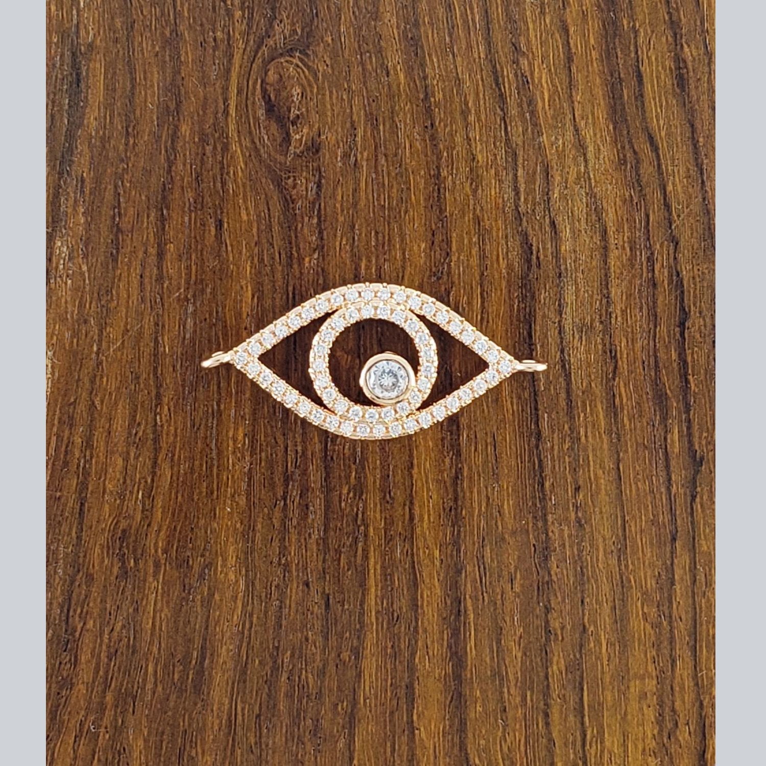 Leaf Evil Eye Rose Gold Zircon Copper Charm For Women Bulk