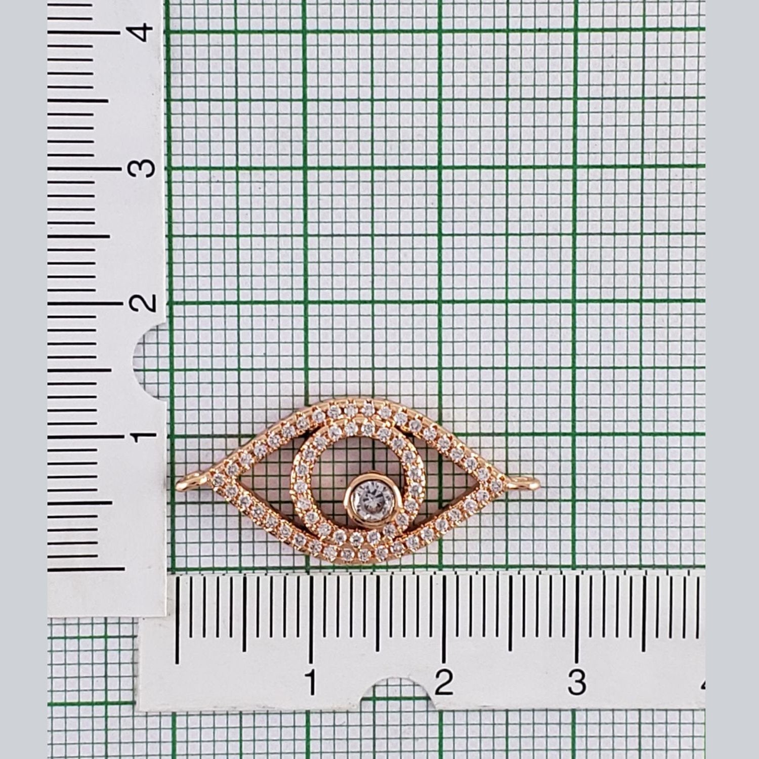 Leaf Evil Eye Rose Gold Zircon Copper Charm For Women Bulk