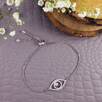 Evil Eye White Silver Cubic Zirconia Slider Adjustable Bracelet Bulk