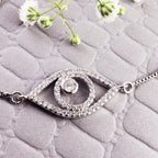 Evil Eye White Silver Cubic Zirconia Slider Adjustable Bracelet Bulk