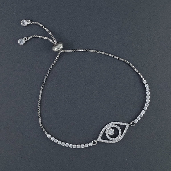 Evil Eye American Diamonds Silver Slider Bracelet For Women Bulk Main image