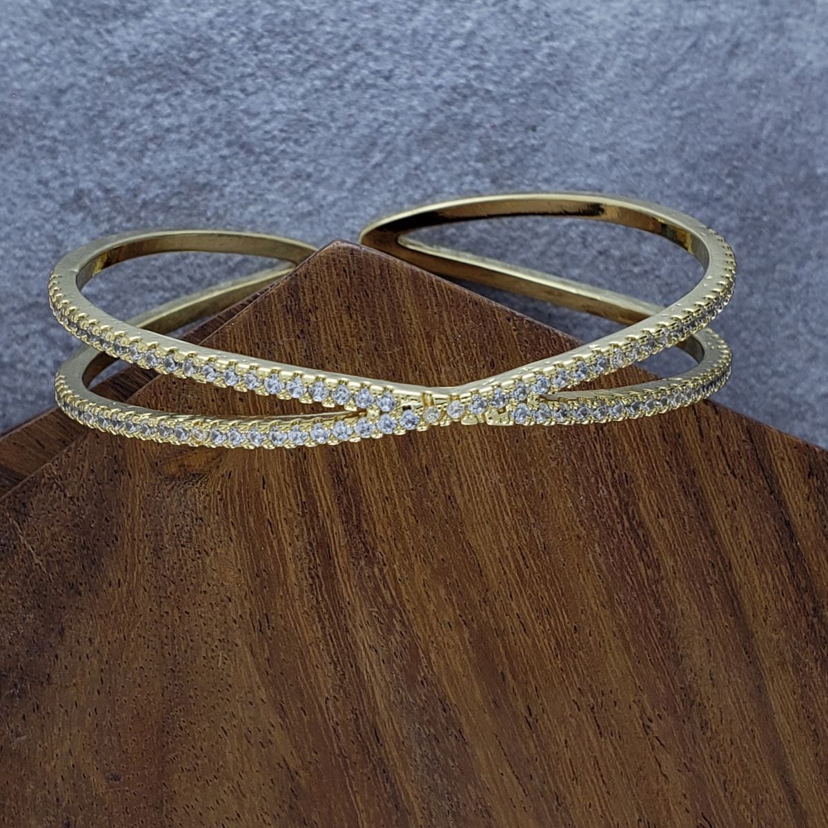 Gold American Diamond Cuff Kada Women Bulk