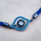 Leaf Evil Eye Copper Black Blue Cubic Zirconia Thread Bracelet Bulk