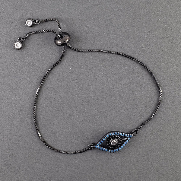 Evil Eye American Diamonds Black Silver Blue Slider Bracelet Bulk Main image