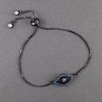 Evil Eye American Diamonds Black Silver Blue Slider Bracelet Bulk