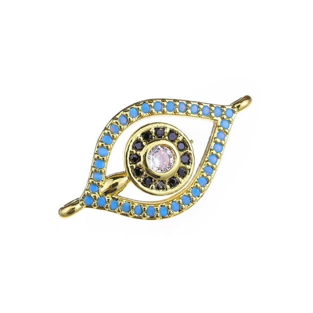 Leaf Evil Eye Gold Green Black Zircon Copper Charm For Women Bulk