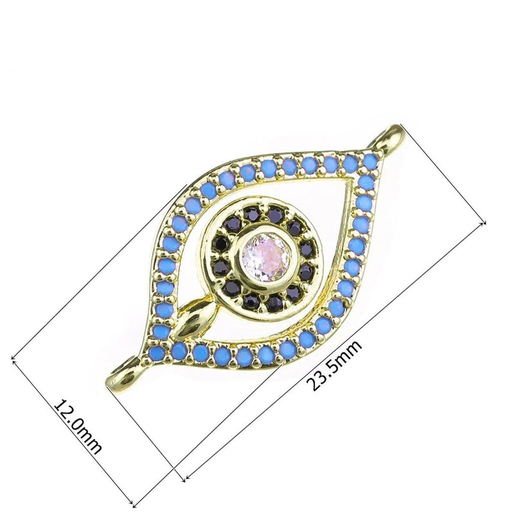 Leaf Evil Eye Gold Green Black Zircon Copper Charm For Women Bulk