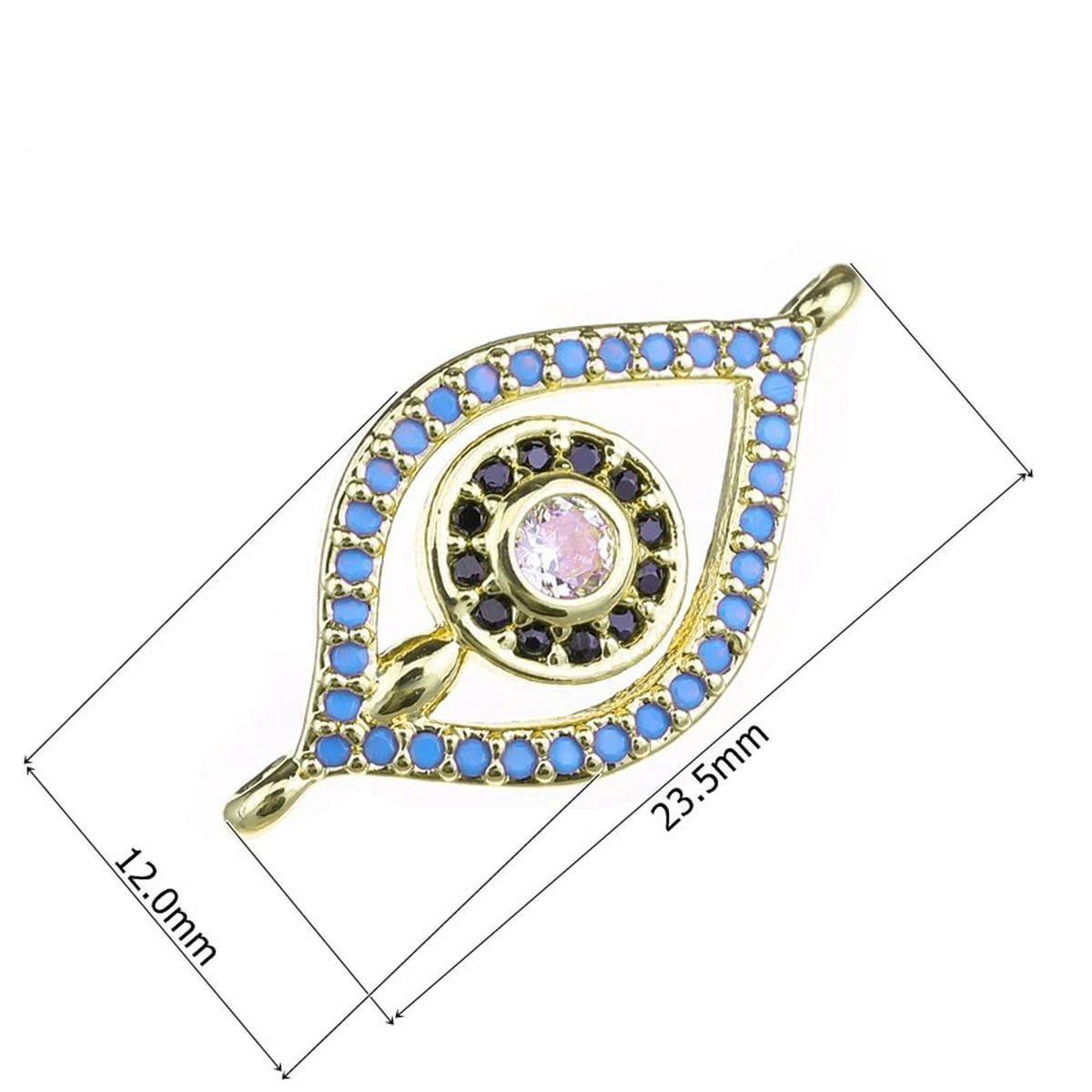 Leaf Evil Eye Gold Green Black Zircon Copper Charm For Women Bulk
