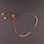 Rose Gold Slim Box Slider American Diamond Adjustable Extender Chain Ball Ends Accessory For Diy 9" Bracelet For Women Girls