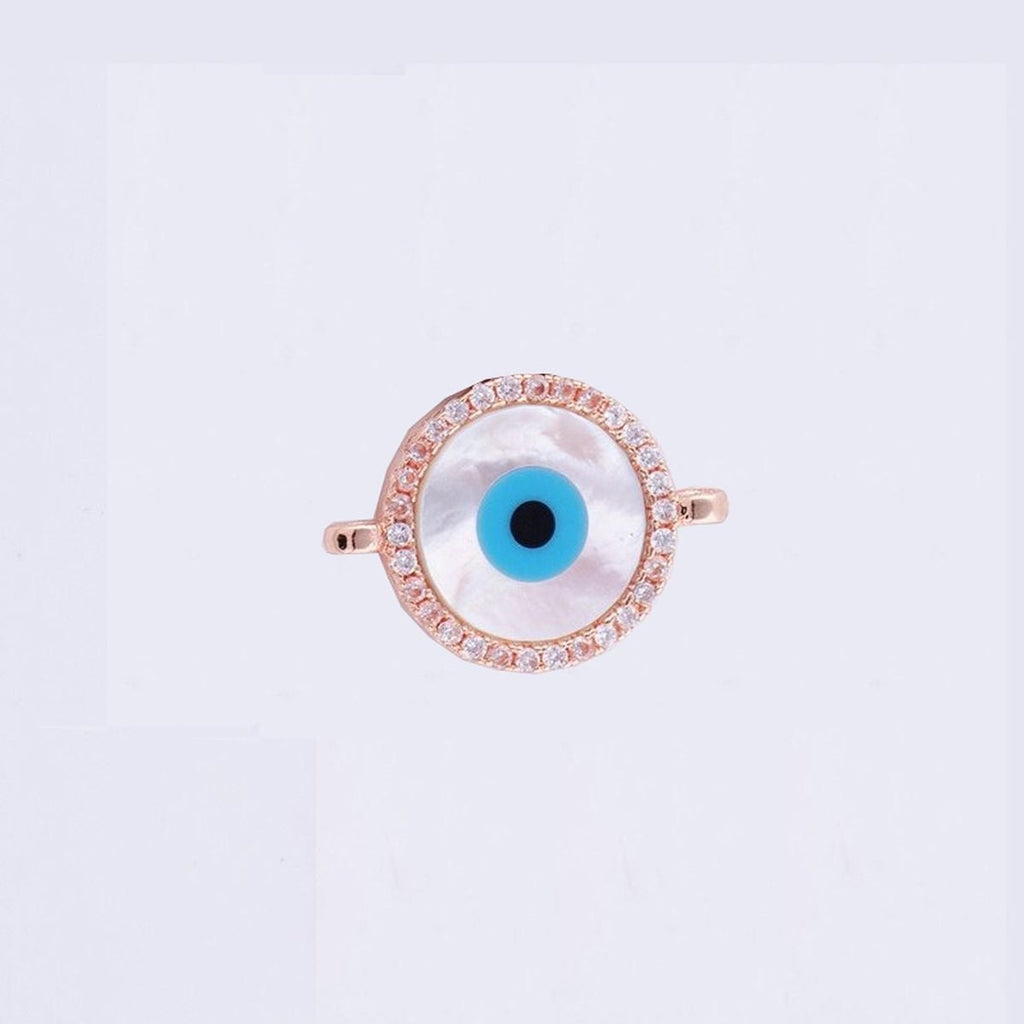 Evil Eye Mother Of Pearl Rose Gold Zircon Copper Charm For Women Bulk