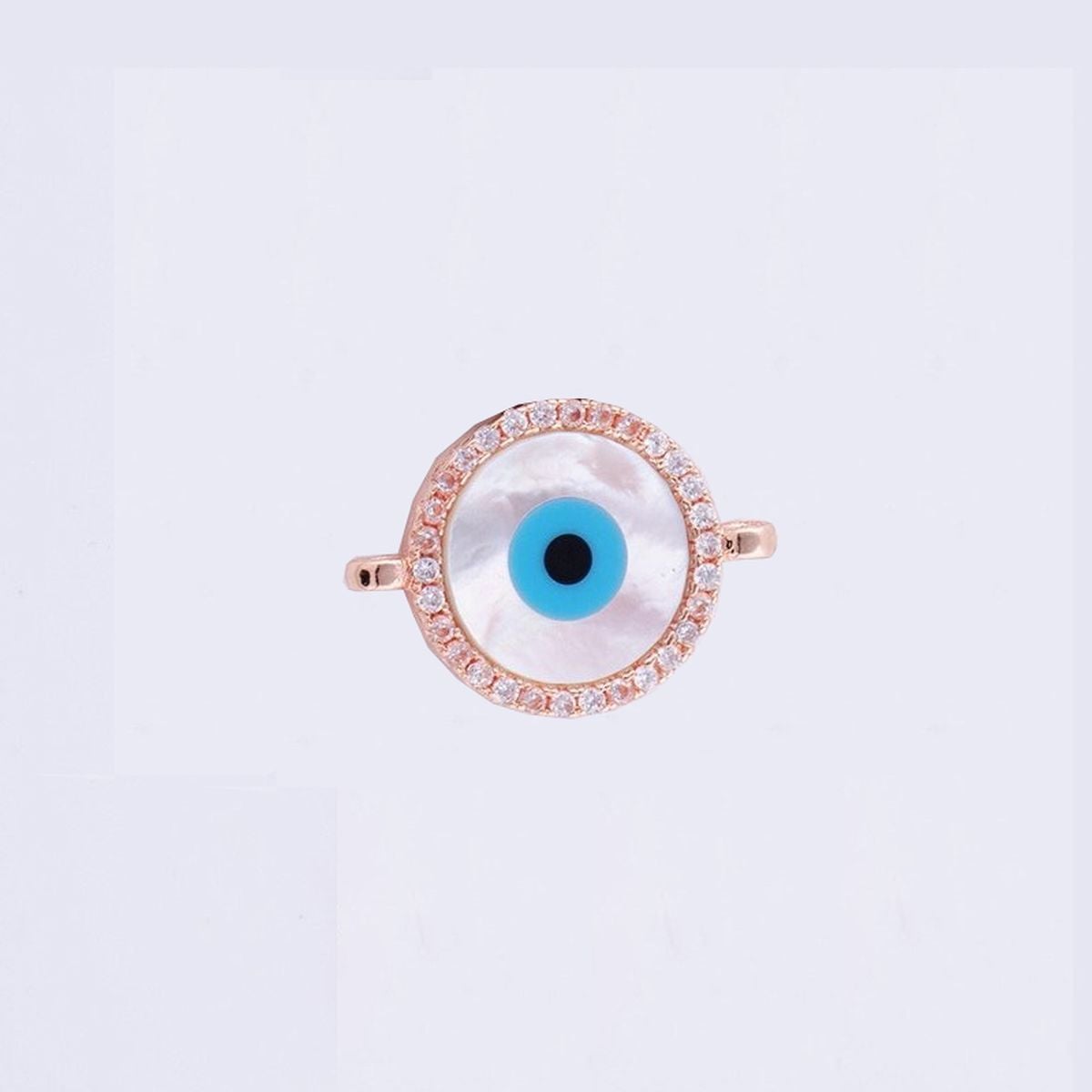 Evil Eye Mother Of Pearl Rose Gold Zircon Copper Charm For Women Bulk