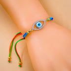 Evil Eye Copper Multi Gold Silver CZ Thread Adjustable Bracelet Bulk
