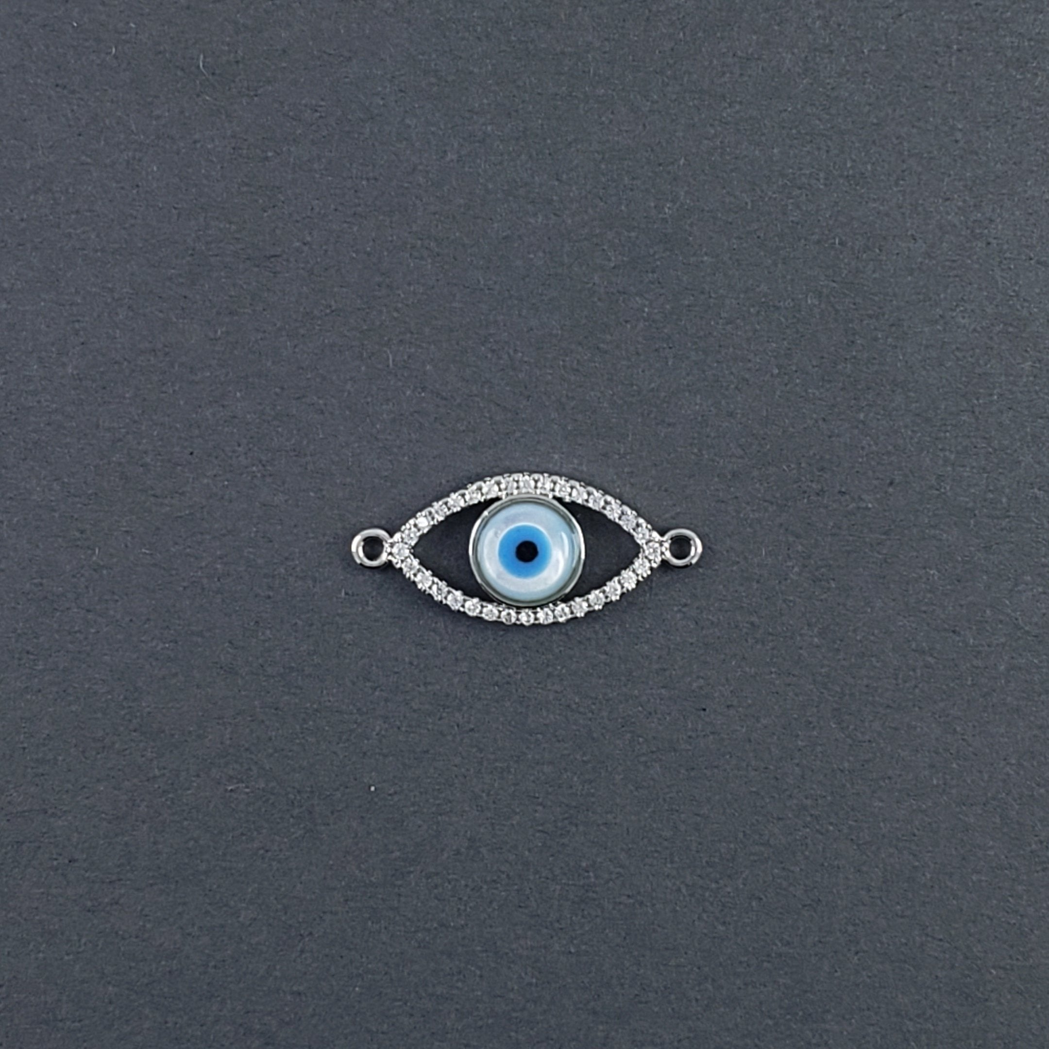 Evil Eye Oval Mother Of Pearl Silver Zircon Copper Charm Women Bulk