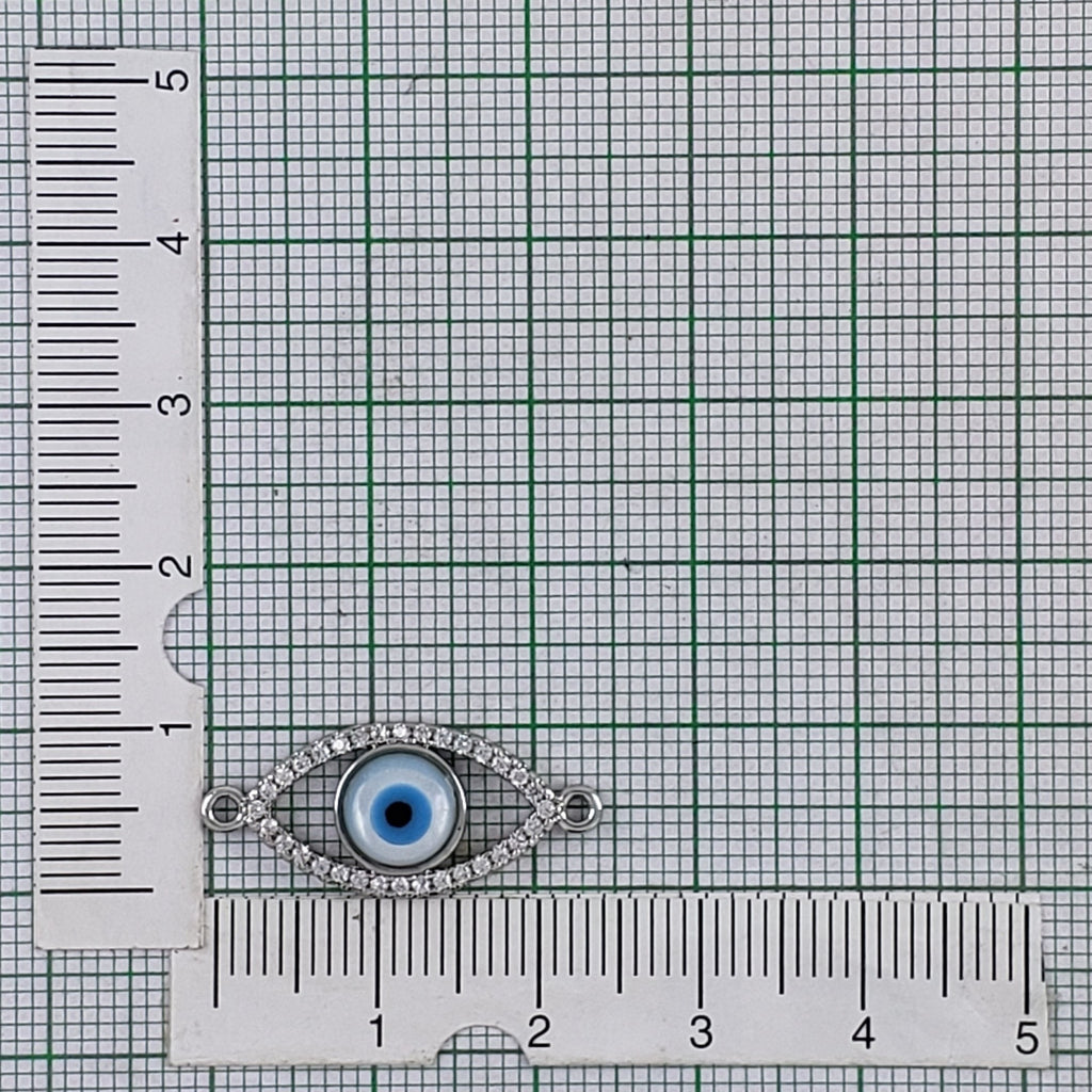 Evil Eye Oval Mother Of Pearl Silver Zircon Copper Charm Women Bulk