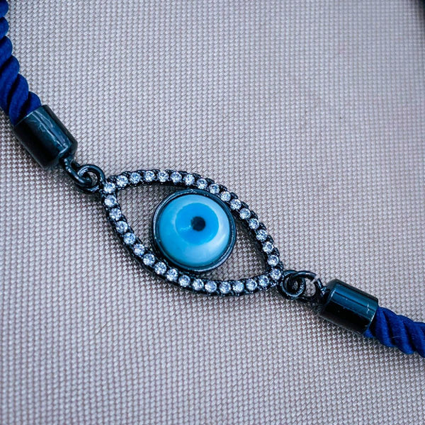 Evil Eye Copper Black Blue Cubic Zirconia Thread Slider Bracelet Bulk Secondary image
