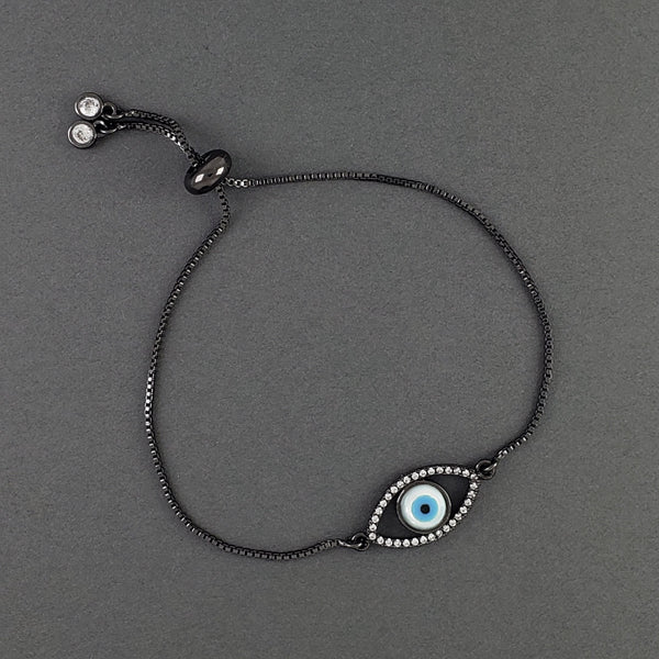 Evil Eye American Diamonds Black Silver White Slider Bracelet Bulk Main image