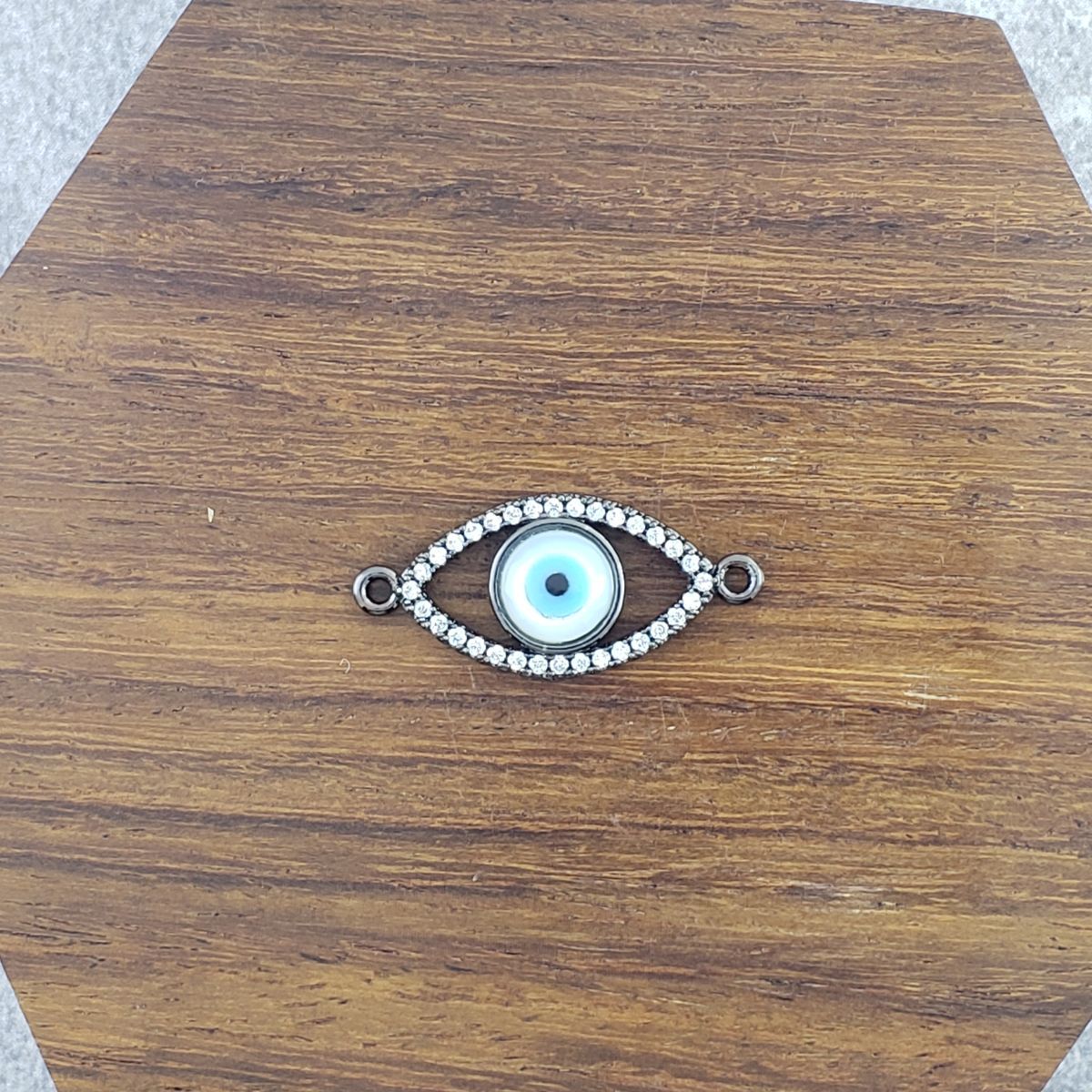 Evil Eye Oval Mother Of Pearl Black Zircon Copper Charm For Women Main image