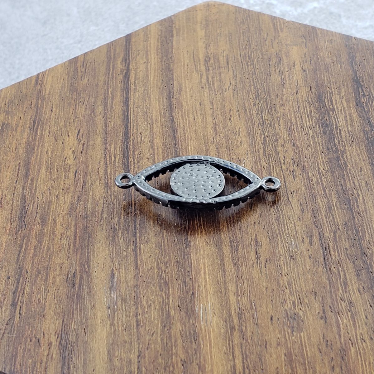 Evil Eye Oval Mother Of Pearl Black Zircon Copper Charm For Women Secondary image