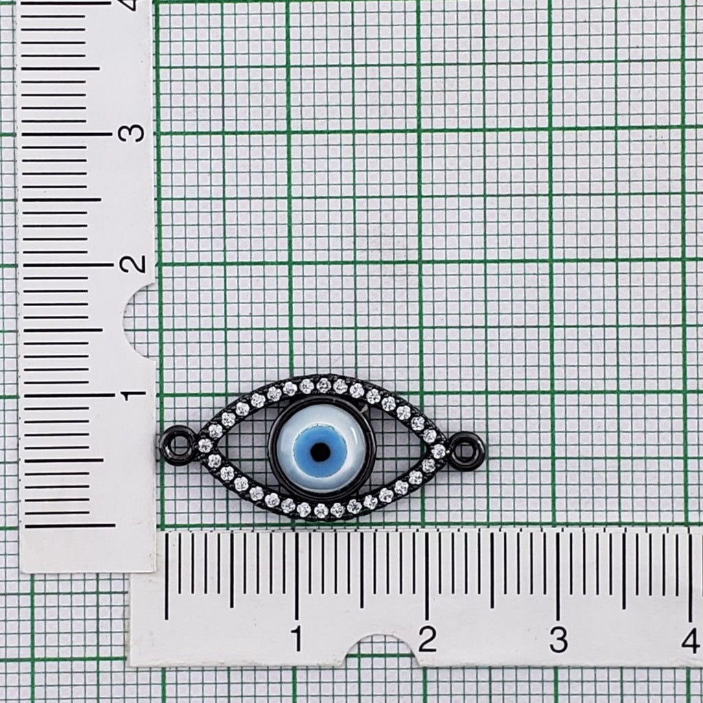 Evil Eye Oval Mother Of Pearl Black Zircon Copper Charm For Women