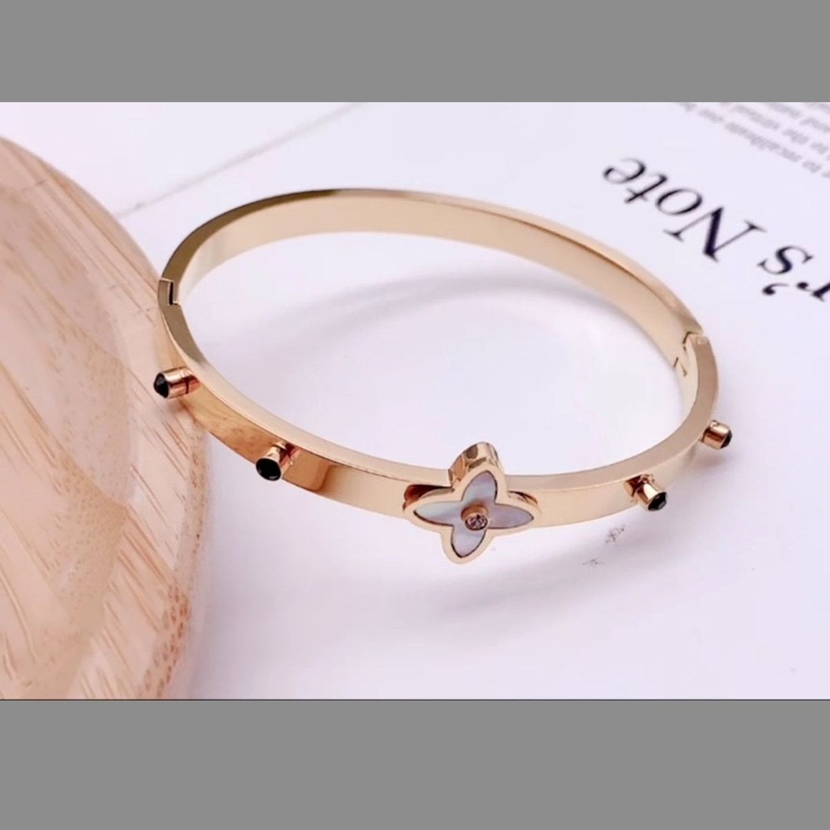 Stainless Steel Flower Rose Gold Openable Kada Bangle Women Bulk