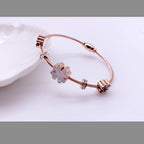Stainless Steel Flower Rose Gold Openable Slim Kada Bangle Women Bulk